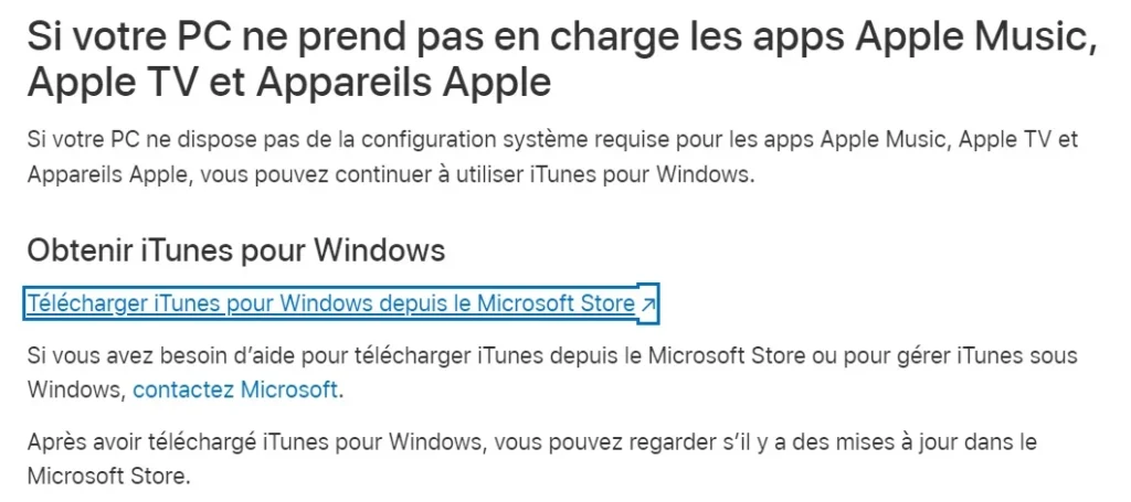 iTunes sur Windows Microsoft Store